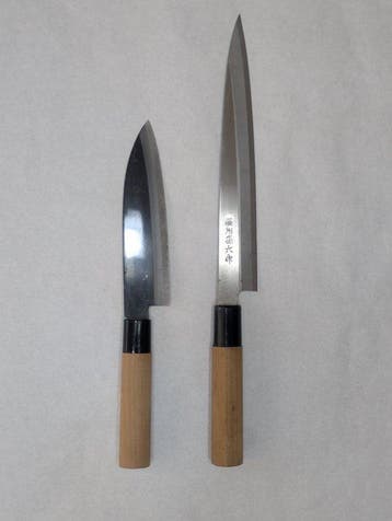 Keukenmes - Staal, Hout - Japan - Traditionele Wa-santoku-