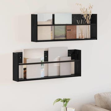 vidaXL Tijdschrift Rek 2 st Zwart Eiken 80 x 12 x 30 cm, Verzenden, Nieuw