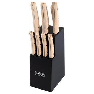 Homeys Messenblok Bokträ – Beukenhout – Zwart – 9 De, Ophalen of Verzenden, Nieuw, Hout, Bestekset