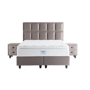 Opberg Boxspring Armoni – Taupe Velvet (Zonder Matras), Ophalen of Verzenden, Nieuw, Eenpersoons