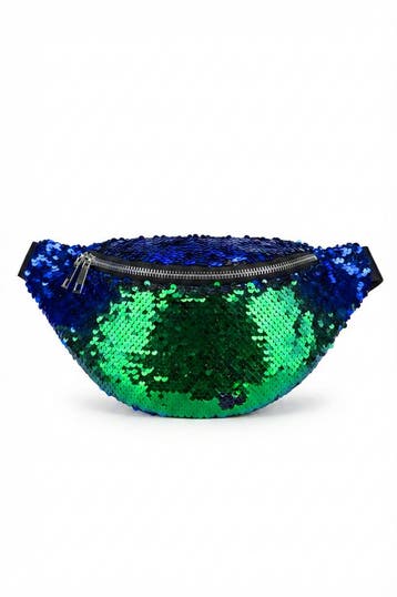 KIMU® Heuptasje Pailletten Rond Groen Blauw Heuptas Omkeerba, Ophalen of Verzenden, Nieuw, Groen, Overige typen