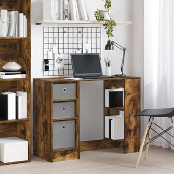 vidaXL Bureau Gerookt eiken 100 x 40 x 75 cm Bewerkt hout, Verzenden, Nieuw
