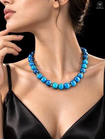 Apatiet kraalketting - goudverguld sterlingzilver 925 -