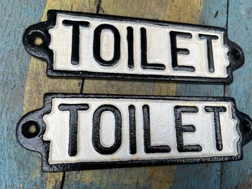 Decoratief ornament (2) - vintage style restroom signs -, Antiek en Kunst, Curiosa en Brocante