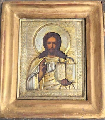 Icoon - Christus Pantokrator - Hout, Metaal