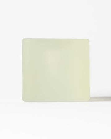 HEMA Kandelaar 5x5cm Kub glas mat geel, Verzenden, Nieuw, Geel