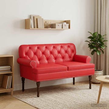 vidaXL Loungebank met knopencomfort Rood 120 x 65 x 77 cm, Huis en Inrichting, Banken | Bankstellen, Verzenden, Nieuw, Leer, Minder dan 150 cm