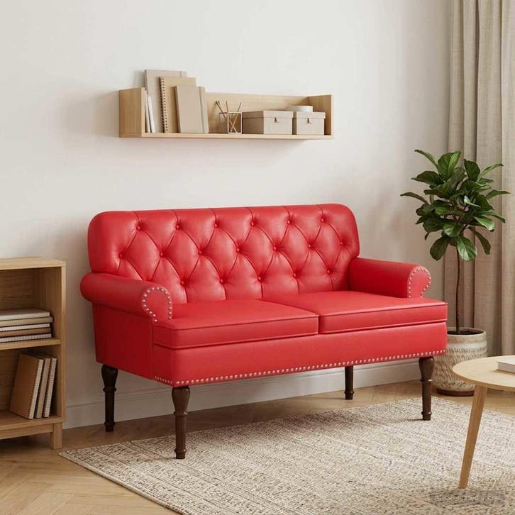 vidaXL Loungebank met knopencomfort Rood 120 x 65 x 77 cm, Huis en Inrichting, Banken | Bankstellen, Nieuw, Minder dan 150 cm