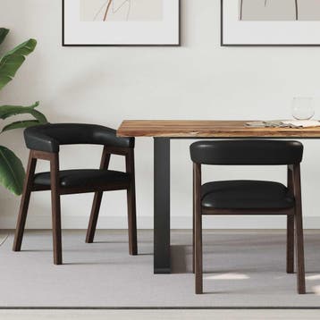 vidaXL Eettafelstoelen 2 st Massief Rubberhout Licht Bruin, Verzenden, Nieuw, Bruin