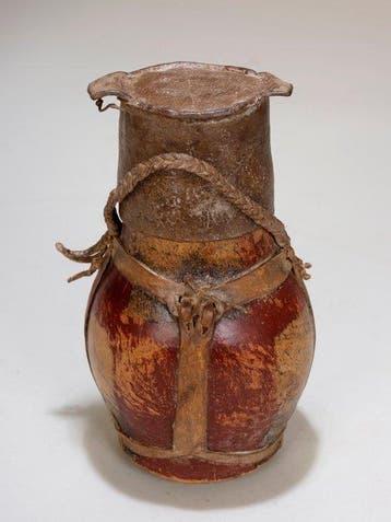 Opslagcontainer (“eburi”) – Turkana – Kenya – Hout en leer –