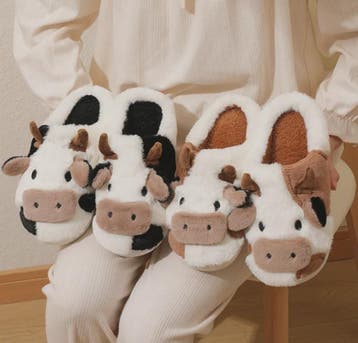 Warme Pluche Koe Pantoffels voor Dames & Heren - Comfortabel