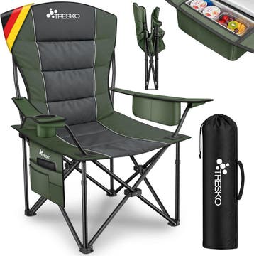TRESKO® Campingstoel - Visstoel - Vouwstoel - Groen, Caravans en Kamperen, Verzenden, Zo goed als nieuw