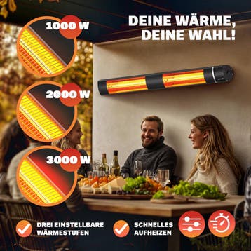 Terrasverwarmer MZH3000 Zwart 3000W (Terras Verwarming), Verzenden, Nieuw