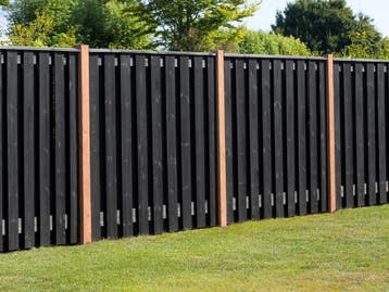 Naaldhout Schutting Geschaafd 19-Planks 180 x 180 cm Zwart, Nieuw