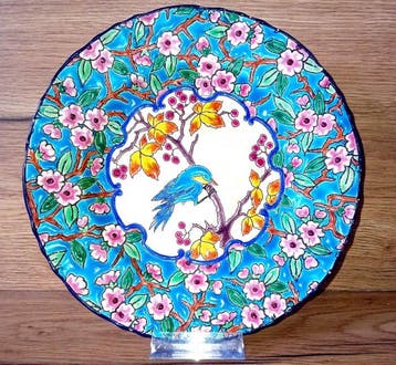 Longwy - Japonisante - Bord - Décor floral japonisant -