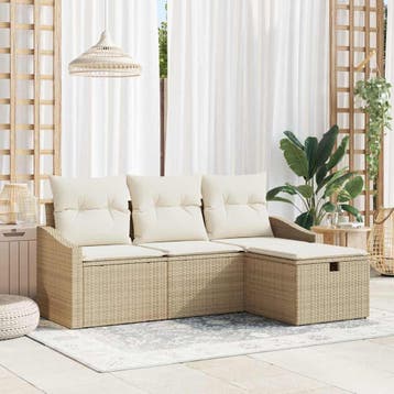 vidaXL Bankstel 4 st poly rattan, Verzenden, Nieuw, 4 zitplaatsen