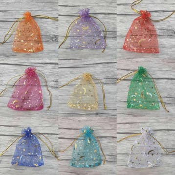 50 Stuks Organza Zakjes met Maan & Sterren - Goudkleurig - I, Verzenden, Nieuw