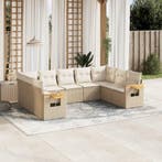 vidaXL 9-delige Loungeset met kussens poly rattan beige, Tuin en Terras, Verzenden, Nieuw, Loungeset