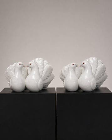 Lladró - Beeldje - Set van twee duivenparen (2) - Porselein