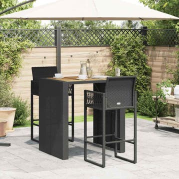 vidaXL 3-delige Tuinbarset zonder kussens poly rattan acacia, Verzenden, Nieuw, 2 zitplaatsen