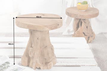 Massieve bijzettafel ROOT 40cm teakhouten kruk gemaakt van, Ophalen of Verzenden, Nieuw