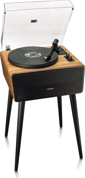 Platenspeler met speakers - Bluetooth - Auto-stop - Bruin -, Verzenden, Zo goed als nieuw