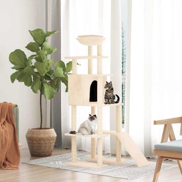 vidaXL Kattenmeubel met sisal krabpalen 166 cm crèmekleurig, Verzenden, Nieuw