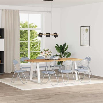 vidaXL Inklapbare stoel 8 st Nep Leer Grijs 48 x 43,5 x 81, Huis en Inrichting, Stoelen, Verzenden, Nieuw, Grijs