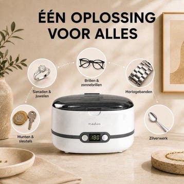 Nedis Ultrasone Juwelenreiniger - Netvoeding - 230 V AC 50 H, Huis en Inrichting, Verzenden, Zo goed als nieuw
