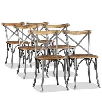 vidaXL Eetkamerstoelen massief mangohout en stalen, Huis en Inrichting, Stoelen, Verzenden, Nieuw