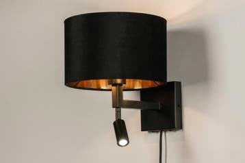 Rietveld Wandlampen - Zwart, Goud - Stof, Metaal, Verzenden, Nieuw