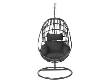 Lesli hangstoel loungestoel relaxstoel sturdy black, Nieuw, Overige materialen