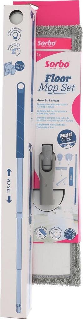 Sorbo Floor Mop Set - RVS Steel - Microvezel Dweil - Steel, Huis en Inrichting, Keuken | Keukenbenodigdheden, Zo goed als nieuw