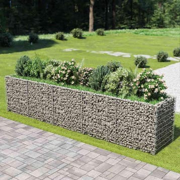 vidaXL Gabion plantenbak verhoogd 450x90x100 cm, 100 cm of meer, Verzenden, Nieuw, Metaal