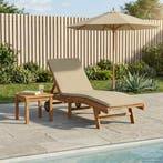 vidaXL Ligstoel Bruin en beige Polyester, Tuin en Terras, Ligbedden, Verzenden, Nieuw