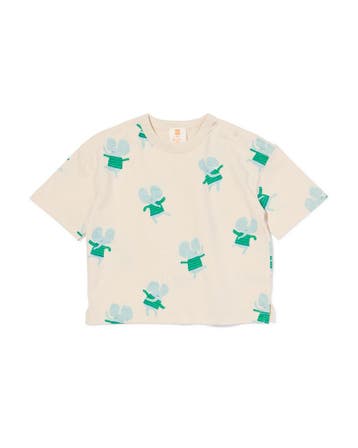 HEMA Baby T-shirt jersey dieren ecru, Verzenden, Nieuw