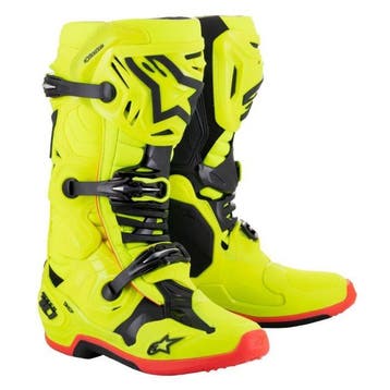 Alpinestars Tech 10 Schoenen Geel Fluo Zwart Rood Fluo, Nieuw met kaartje, Alpinestars, Laarzen, Heren