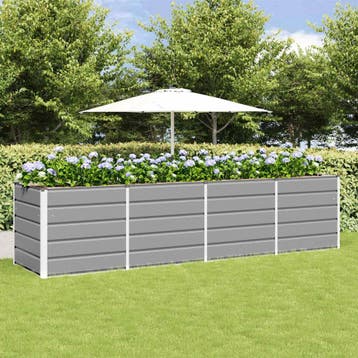 vidaXL Plantenbak Lichtgrijs 320 x 80 x 75 cm Staal, Tuin en Terras, Bloembakken en Plantenbakken, Verzenden, Nieuw, Metaal, 60 tot 100 cm
