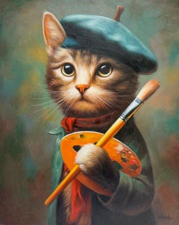 N. Winston (XX-XXI) - Le Petit Peintre au Béret - Chaton