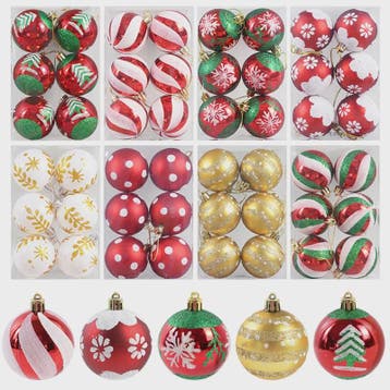 Set van 6 Kerstballen - 6cm Diameter - Decoratieve Kerstboom, Diversen, Kerst, Verzenden, Nieuw