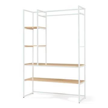 Kledingrek Horgau 180x120x40 cm wit en eikenkleurig [en.casa, Huis en Inrichting, Verzenden, Nieuw