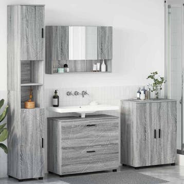 vidaXL Badkamermeubelset 4 st Grijs Sonoma 35 x 30 x 192 cm, Verzenden, Nieuw, Overige typen