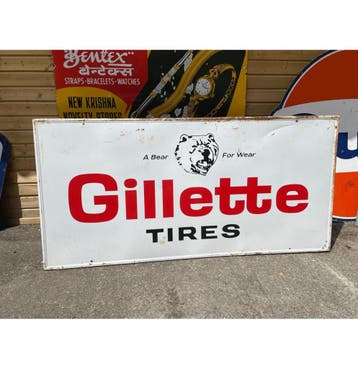 Gilette Tires Metalen Bord - Origineel - 236 x 114 cm, Ophalen, Gebruikt