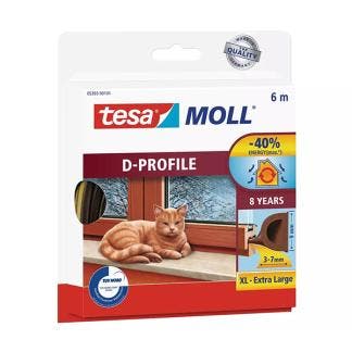 Tochtstrip | Tesa | 6 meter (D-profiel, Zelfklevend, Bruin), Verzenden, Nieuw