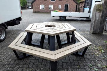 Rockwood® Picknicktafel  Zwaar Kunststof Rond Zeshoekig -, Ophalen of Verzenden, Nieuw, Rond, Hout