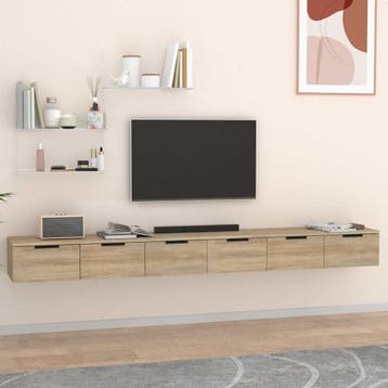 vidaXL Wandkasten 2 st 102x30x20 cm bewerkt hout sonoma, Verzenden, Nieuw