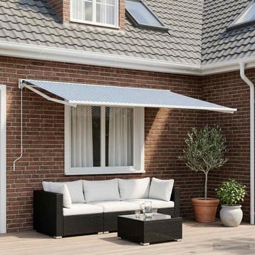 vidaXL Vervangingsdoek voor zonnescherm Blauw en Wit 400 ×, Verzenden, Nieuw