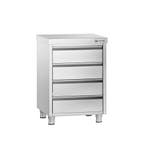 GGM Gastro | Ladenkast PREMIUM - RVS - met 4 laden - |, Verzenden, Nieuw in verpakking, RVS Meubilair