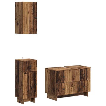 vidaXL 3-delige badkamerkast set EDE Oud hout Bewerkt hout, Verzenden, Nieuw