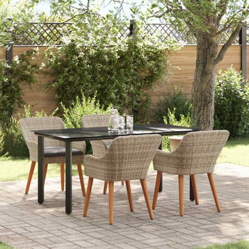 vidaXL Tuin eettafelset 5 st Lichtgrijs poly rattan, Tuin en Terras, Verzenden, Nieuw, Rotan, 5 zitplaatsen